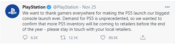 playstation tweet for more units